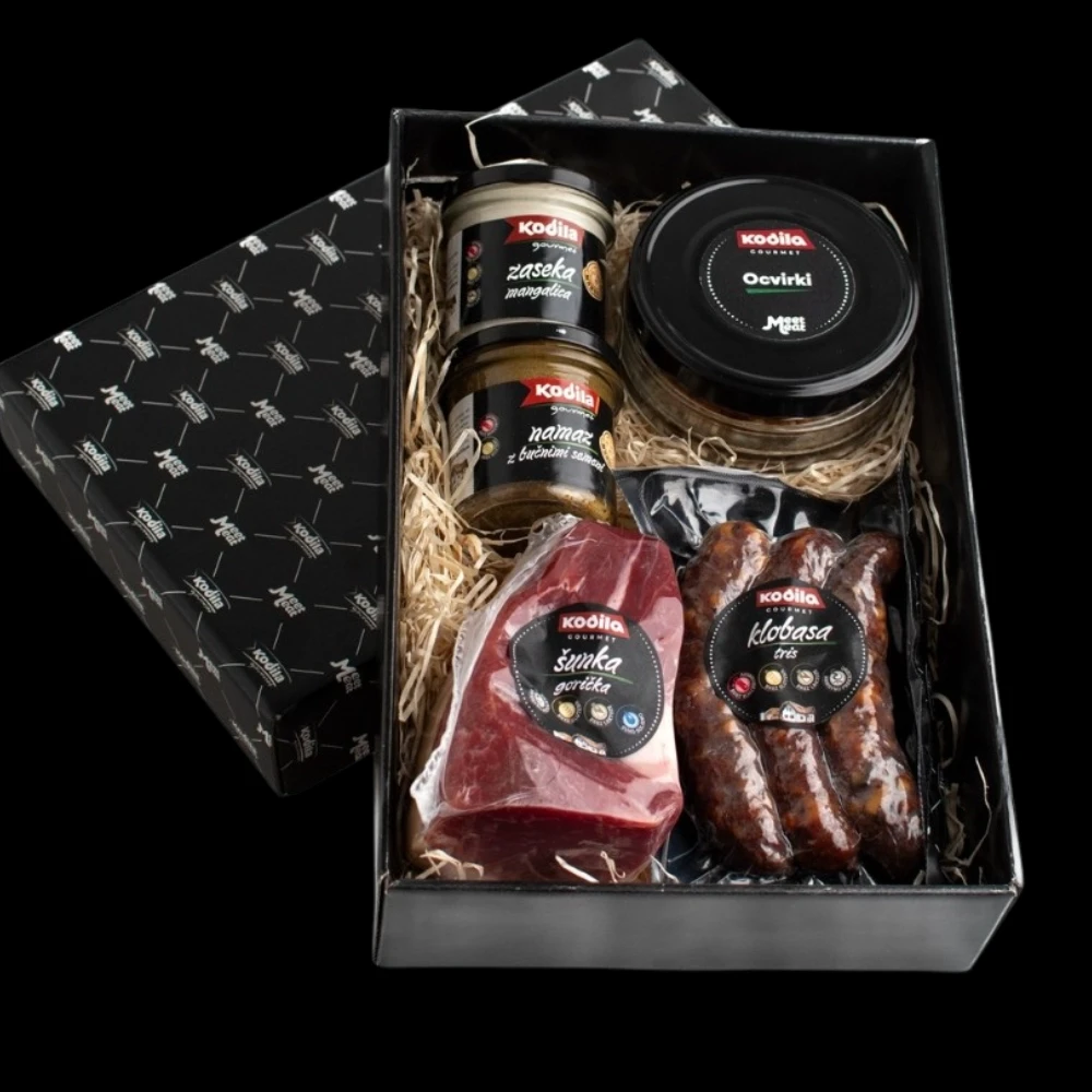 Darilni paket Gorička šunka, Tris klobas in ocvirki